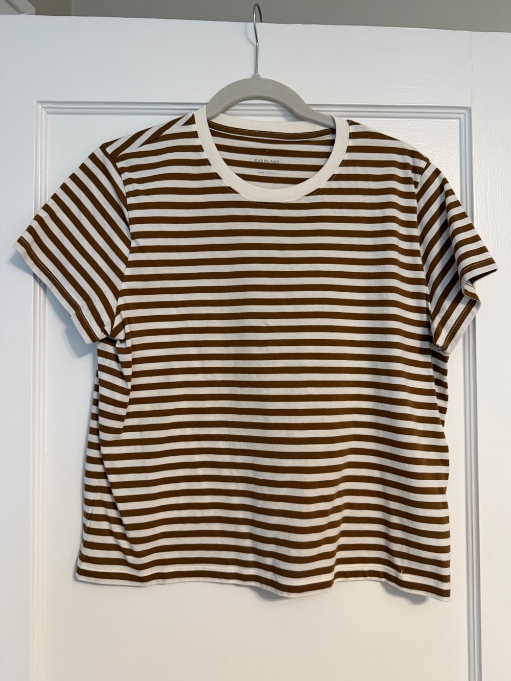 Everlane Box-Cut Tee in Essential Cotton in Bone/Toffee - Picture 2 of 3